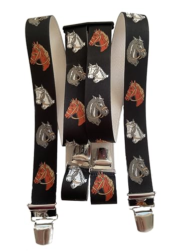 Tirantes para hombre con diseño de caballos y clips en X ajustables P-005