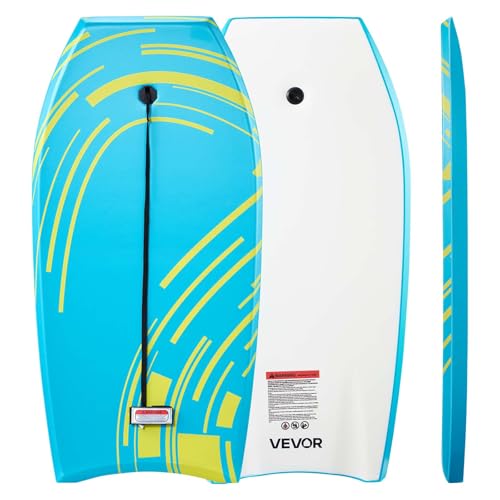 VEVOR 42-Inch Bodyboard, Body Board Trainer with EPS Foam Core & Wrist Leash, UV-Resistant Beach Bodyboard for Beginners, Youth Up to 180 lbs