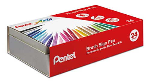 Pentel SES15C Brush Sign Pen caja de regalo de metal con 24 colores Cover