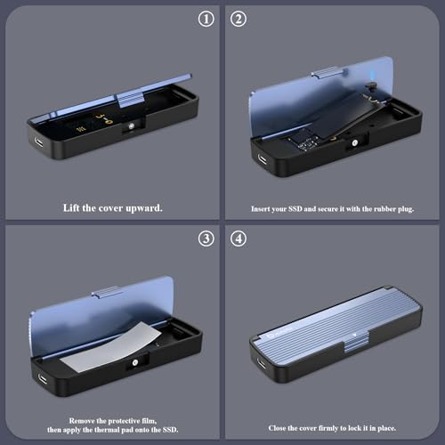 Carcasa NVMe soporte USB 3.2 Gen 2 M.2 sin herramienta miniatura 4