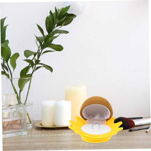 KOMBIUDA Caixa Porta Jóias De Girassol Porta Jóias Em Forma De Flor Caso De Estojo De Anel De Veludo