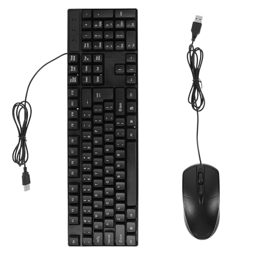 BUGUUYO Teclado y Ratón con Cable Combo Completo Silencioso y Duradero Teclado Inglés de Completo para PC y Oficina Accesorio Resistente para Uso Diario