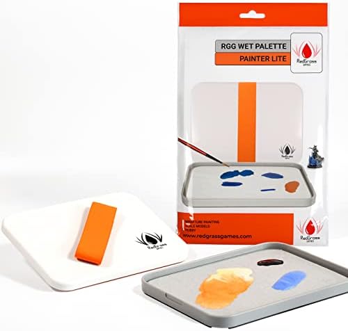 Redgrassgames Everlasting Wet Palette for Miniature Painting and Acrylic Paints - Painter Lite 8.9" - Keeps Paint Fresh, Approved by Pro Painters - Painting Palette with Lid, Seal, 50 Sheets, 2 Foams