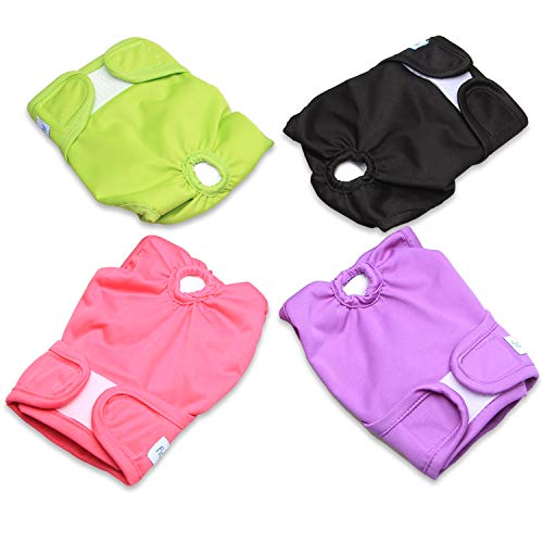 Teamoy 4Pcs Washable Female Dog Diapers, Reusable Doggie Diaper Wraps For Female Dogs, Super-Absorbent And Comfortable, Large #TOP1