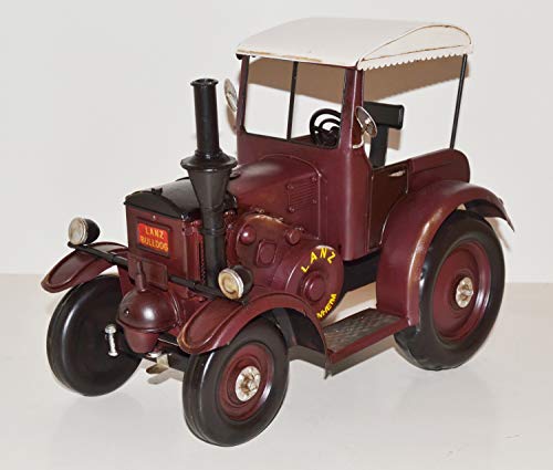 JS Garten Deko Blechtraktor Nostalgie Modellauto Oldtimer Marke Lanz Eilbulldog HR 8 Traktor Modell D 9506 aus Blech L 30 cm