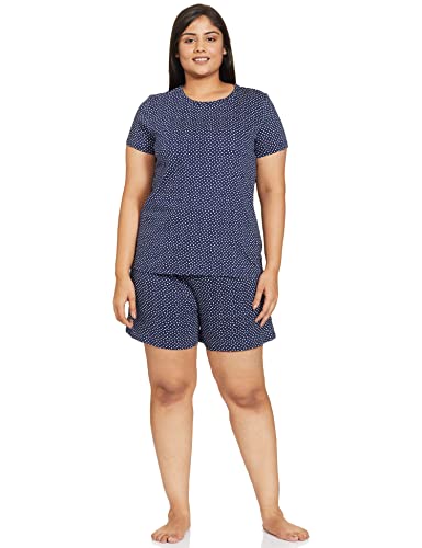 Image of Amazon Brand - Symbol Women's Cotton Regular Fit T-Shirt and Shorts Night Suit (Night Wear | Co-ord Set | Lounge Wear Set) (Available in Plus Sizes)