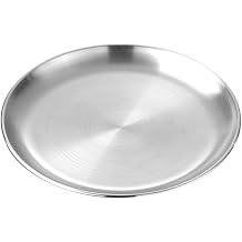 11.8in Round Silver Serving Tray, Stainless Steel Decorative Metal Tray for Coffee Table, Vanity, Perfume, Jewelry, and Entryway Catchall Organizer