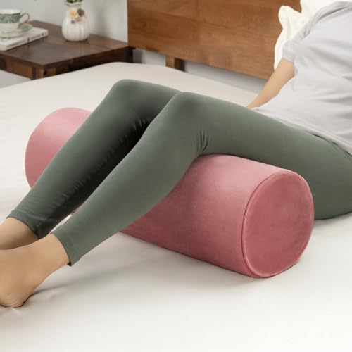 Image of Wakefit Firm Bolster Pillow | Pack of 1 | 23x8 Inch | Firm Foam & Removable Velvet Fabric | Machine Washable Cover | for Bed, Sofa & Diwan | Pink