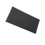 HOUDERCO Schwarze Rutschfeste Silikon Abtropfmatte mit Tiefen Rillen Langlebige Küchen Barmatte für Ablaufen von Geschirr Früchten und Getränkegläsern Leicht zu Reinigen