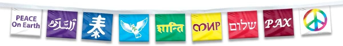 Tibetan Buddhist Prayer Flags String Roll of 9 Himalayan Nepalese Universal Peace Streamers 10"x11" Each