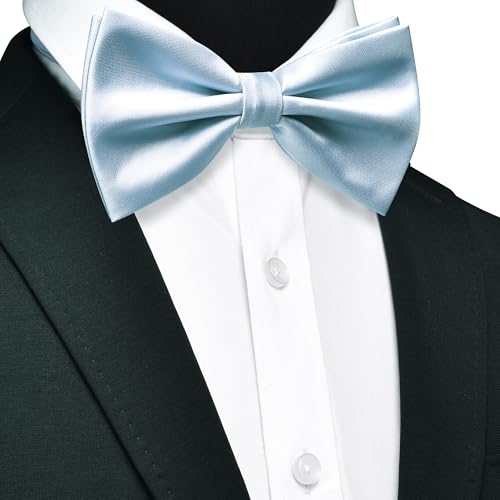 Image of GUSLESON Men's 3-pc Solid Color Bow Tie Gift Set - Double‑Fold Pre-Tied Bow Tie, Pocket Square, Cufflinks - Wedding Formal Party