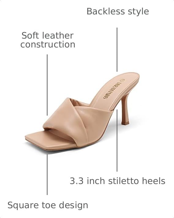 Image of DREAM PAIRS Women's High Stilettos Heels Mules Open Square Toe Slip On Comfort Sexy Dress Pumps Sandals Fashion Casual Prom Dress Shoes
