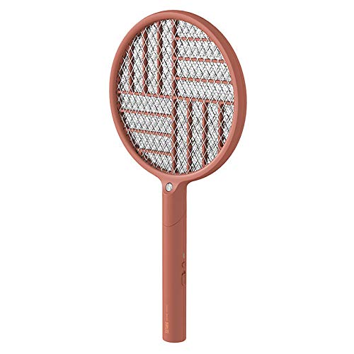 73JohnPol Plegable Eléctrica Matamoscas Mosquito, Asesino del Mosquito Portátil De Mano, con Luces LED, para/Viajes Exterior/Interior/Acampar Red De Seguridad De Tres Capas,Rojo