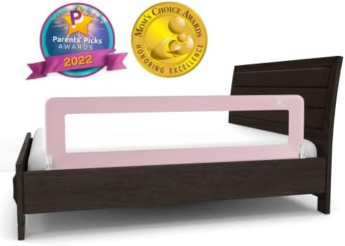 ComfyBumpy Bed Rail for Toddlers - Extra Long Toddler Bedrail Guard for Kids Twin, Double, Full Size Queen & King Mattress - Baby Bed Rails for Children (Pink XL)