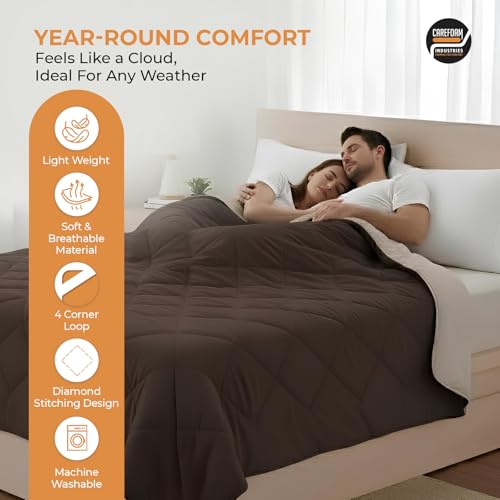Image of CareFoam Winter Special Comforter 300 GSM - Premium Microfiber Quilt for Heavy Winter | Soft & Warm Double Bed Blanket | Lightweight, Fluffy & Durable Comforter | Single 60 x 90 | Beige & Brown