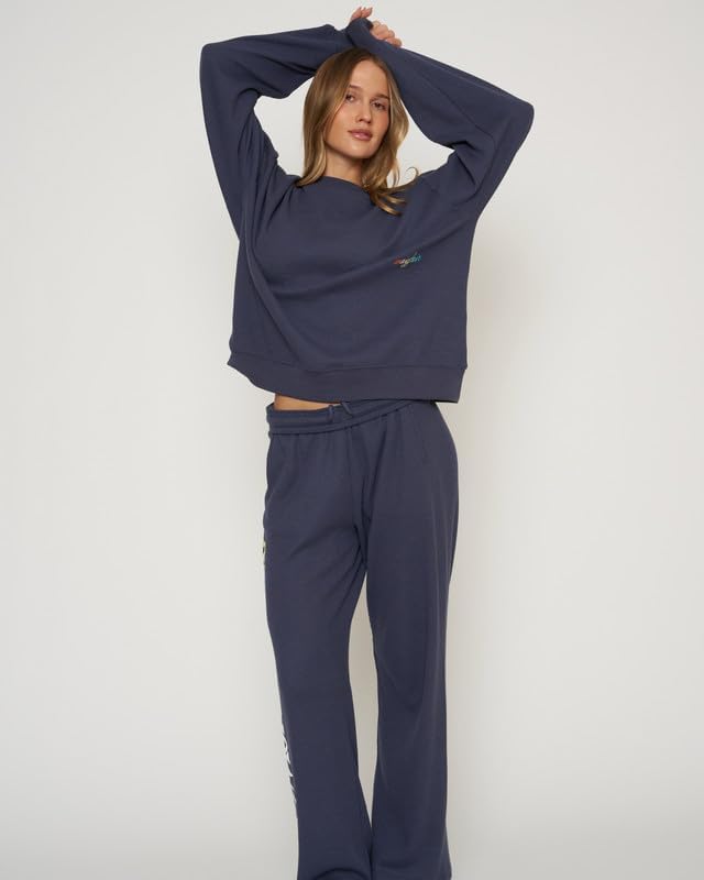The Mayfair Group – The World Needs More Empathy Wide Leg Sweatpants – Navy Blue