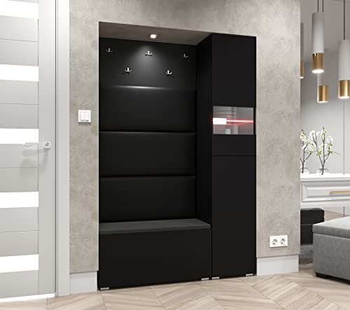 IDMarket Garderobe Luis - Schuhschrank Mit 8 Haken & 2 Schubladen 180cm Hoch