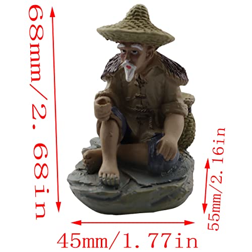 Lq Industrial Mini Fisherman Figurines Miniature Vintage Mudman Chinese Pottery Figurine Statue Resin Ornament For Fish Tank Bonsai Miniature Landscape Figure Indoor Sculpture Patio Ornaments #TOP1