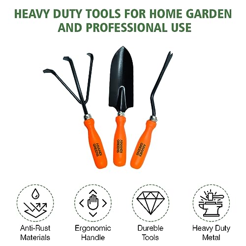 Image of Anandi Green's Metal Agriculture Garden Spectacular Heavy Duty Plastic Handle Gardening Tools Set Pack of 3 for Gardening