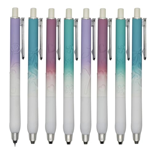 Set 8 bolígrafos florales retráctiles tinta negra miniatura 1