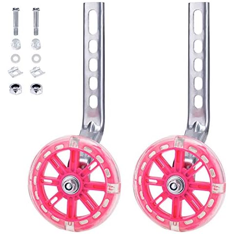 NONMON Bicycle Training Wheels, 1 Pair Kids Bike Stabiliser Support Universal Flash Auxiliary Wheels for 12 14 16 18 20 inch Single Speed Bicycle, Good for Beginners Boys Girls Children Cycling Cover