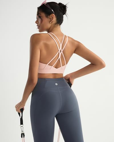 Image of RUNNING GIRL Sports Bras for Women,Strappy Crisscross Back Padded Low Impact Running Sports Bra with Removable Cups