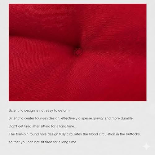 Image of KYNE Rocking Chair Cushion 18 x 50 Inch Thick Tufted Chair Cushion with Backrest and Seat Pad Soft Premium Fabric Polyester Filling Non Slip Indoor Outdoor Rocking Chair Replacement Cushion (Red)