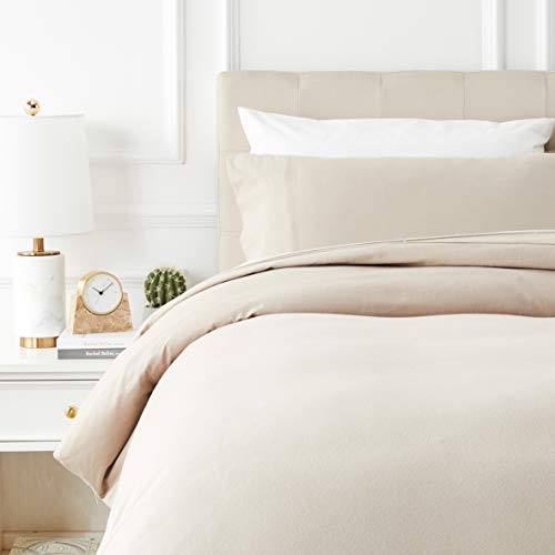 AmazonBasics - Juego de cama de franela con funda nórdica - 135 x 200 cm/50 x 80 cm x 1, Topo