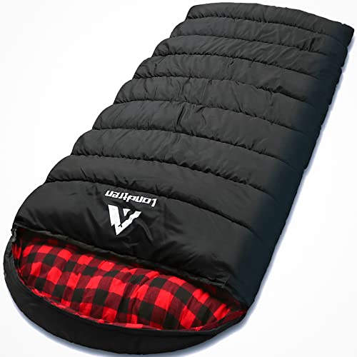 Londtren Große 0-Grad-Schlafsäcke für Erwachsene, kaltes Wetter, Schlafsack, Camping, Winter, unter Zero 20, 15, roter Flanell, groß und hoch Cover