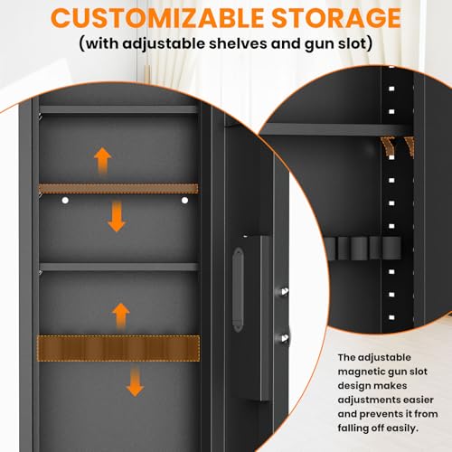 Image of 53.15 inch Wall Safe Between the Studs, Hidden Safe with Dual Alarm System and Silent Mode, Wall Gun Safe with 3 Adjustable Shelves and Magnetic Slot (Black-Digital)