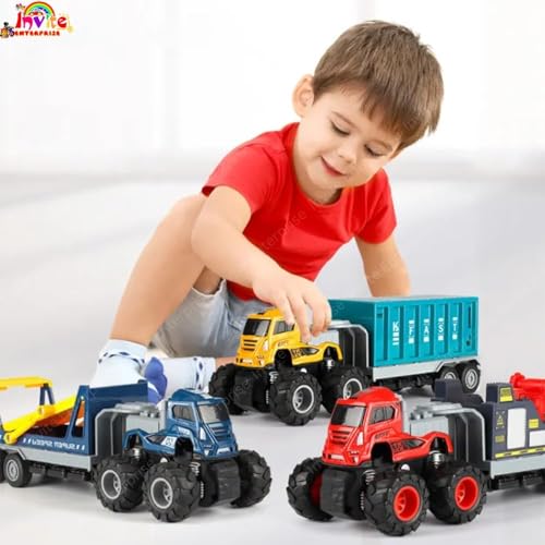 Image of 1:43 Metal Toys Alloy Diecast Truck Set Toy, Diecast Miniature Car Model (Pack Of 1) (Logistic Truck),Assorted
