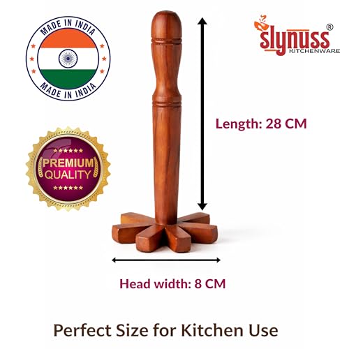 Image of Slynuss | Buttermilk Churner Wooden | Butter Churner for Home, Dahi Maker & Butter Maker | Mathani for Buttermilk /Majjiga Kavvam, Dal Ghotni Wooden | Sheesham Wood, Naturally Non-Stick (28 X 8 CM)