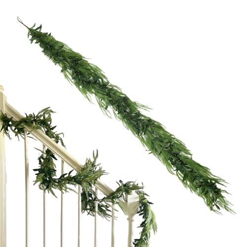 Guirnalda navideña de pino verde de 119 cm Uhngw para decorar chimeneas 2