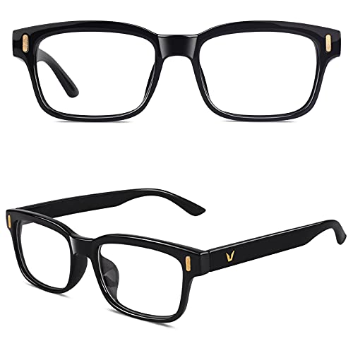 CGID CN84 Retro Anteojos Lente Claro Gafas Para Mujer y Hombre,Negro Brillante Cover