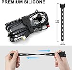 12Pcs Reusable Cable Ties, 10x0.6in Elastic Silicone Straps-Black | Extendable Cord Organizer for Bundling Electrical Wires, Adjustable Luggage Straps for Travel, Outdoor Camping
