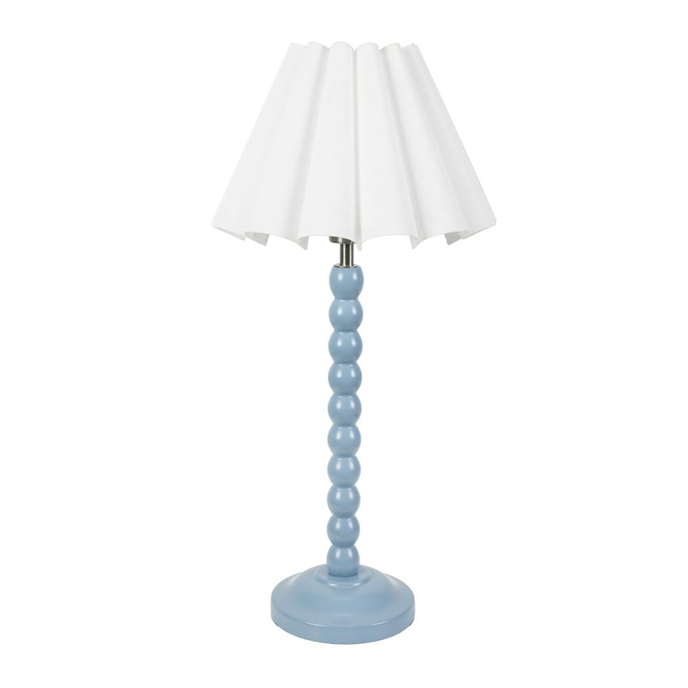 Powder Blue Bobbins Table Lamp - Scallop Tapered Shade - LED Bulb Included
