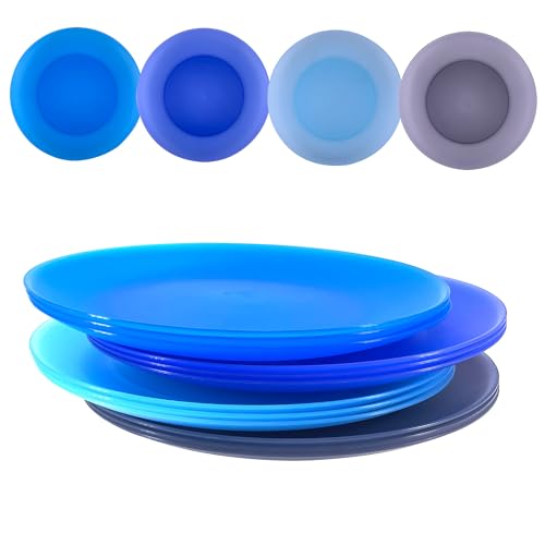 YUYUHUA Unbreakable Plastic Dinner Plates set of 12 - Lightweight Reusable 10 inch Plates, BPA Free Dishwasher Safe & Microwaveable and Healthy for Kids Children Adult and Toddler