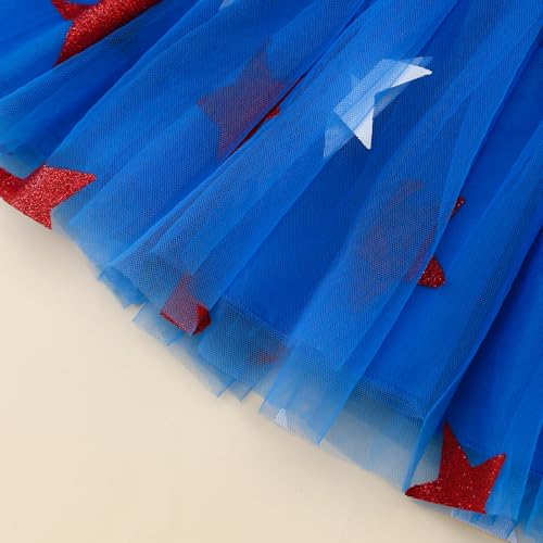 Image of Toddler Girl 4th of July Outfit American Flag Shirt+ Star Tutu Skirt Independence Day Clothes