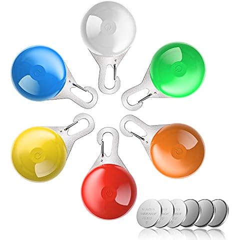 LED Dog Collar Light,HOTERB Clip-On Pet 3 Flashing Modes,6 Pack Dog Lights for Collars Keychain Light with 6 Extra Replacement Batteries - Waterproof Safety Flashlight of Dogs and Cats,Gifts for Pets Cover