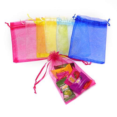 Image of Dealglad 100pcs Drawstring Organza Jewelry Candy Pouch Party Wedding Favor Gift Bags (6x8, Mixed Color)