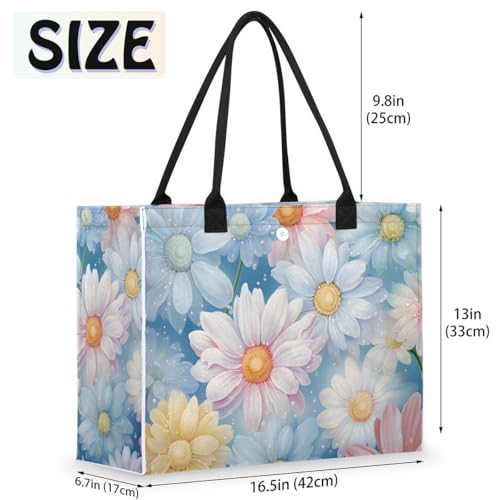 Colorful Floral Flowers Tote Bag for Women Large Beach Bag Reusable Tote Bags for Work Travel Beach Shopping2