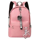 LEASOUL Schulrucksack MädchenTeenager Rucksack Schultasche Canvas Schulranzen Groß School Bags Girls Schule Backpack Damen für Reisen Arbeit Alltag Pink