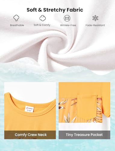 Image of PATPAT Family Matching Outfits Mommy and Me Dresses Hawaiian Tropical Vacation Beach Spaghetti Strap Dress and Shirt