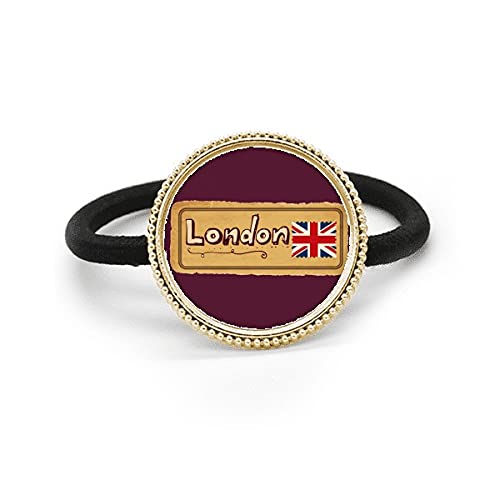 Élastique à cheveux avec métal argenté et motif Union Jack
