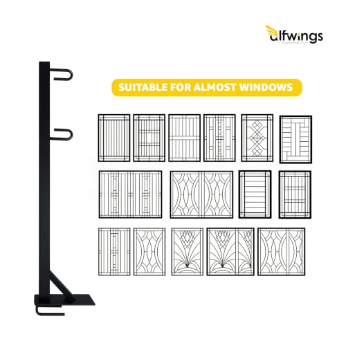 Image of Baby Window Cradle Hanger | Up to 35 Kg Metal Rod | Hook and Paint Protection Shield | (Black, 70 cm)