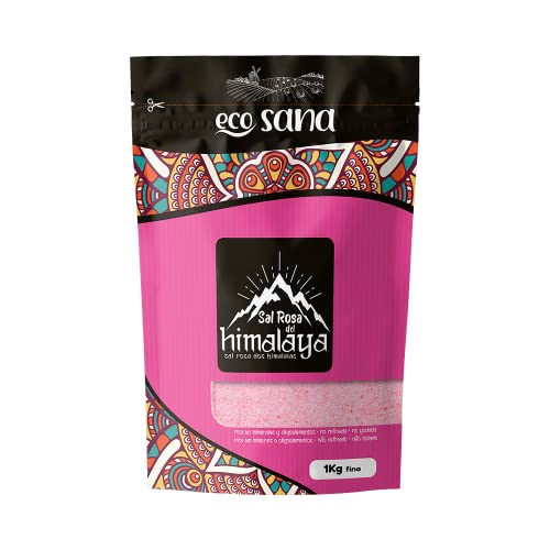 ECOSANA SAL ROSA DEL HIMALAYA FINA CERTIFICADO BIO - Procedente de yacimientos salinos naturales - 100% natural y sin toxinas - VEGANO - SIN GLUTEN - 1kg