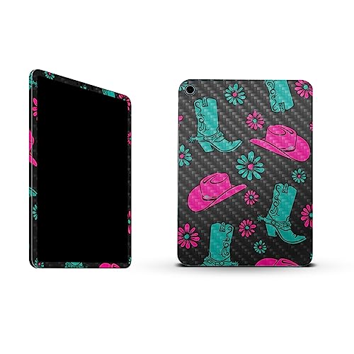 Image of MightySkins Carbon Fiber Skin Compatible with Apple iPad 10.9 inch 10th Gen (2022) Full Wrap Kit - Neon Cowgirl | Protective, Durable Textured Carbon Fiber Finish | Easy to Apply | Made in The USA