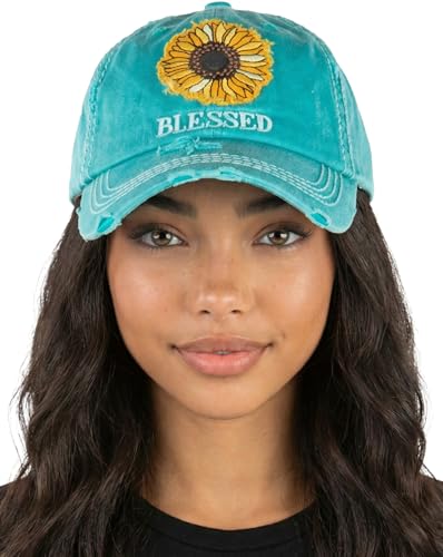 Image of Funky Junque Womens Baseball Cap Distressed Vintage Unconstructed Embroidered Dad Hat