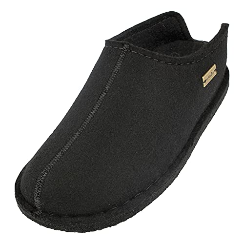 HAFLINGER Flair Smily Filzpantoffeln aus Wollfilz Hausschuh Schwarz, Gr. 39