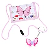 Aohyue Portafoglio Bambina Farfalle Rosa, Portamonete Bambini con Portachiavi a Forma di Farfalla, Portafoglio Piccolo da Viaggio, Idea Regalo di Compleanno per Ragazze - Rosa